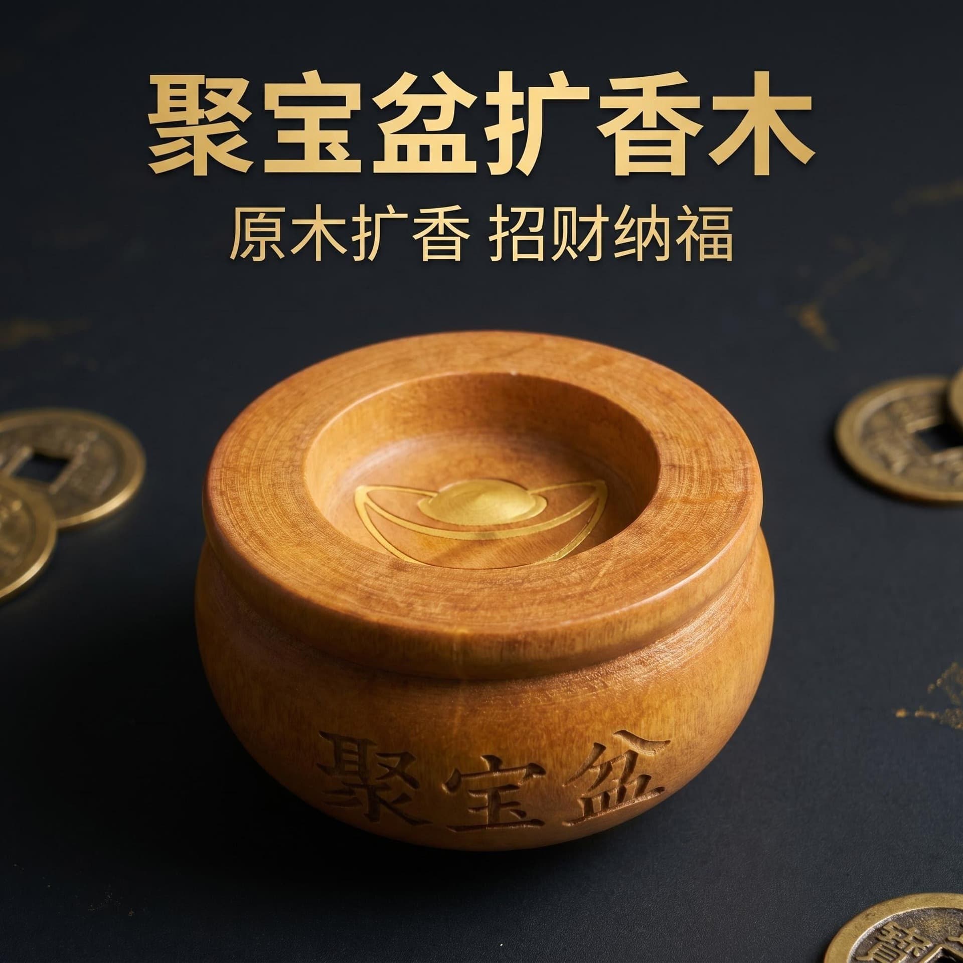 Factory wholesale Shunzi brand aromatic wood cornucopia wealth-attracting ornament for living room and office gift, natural solid wood