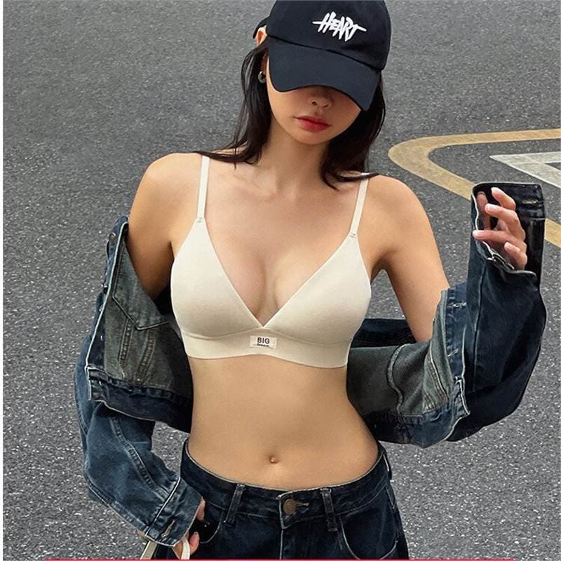 Women's Thin Triangle Cup Sports Bra, Wire-Free, Deep V, Sexy, 2024 New Arrival, Minimizer for Large Bust