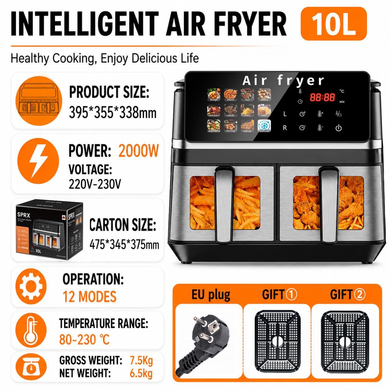 2026 New Air Fryer for Home Use, Cross-Border Air Fryer Oven Combo, Custom 6L Airfryer