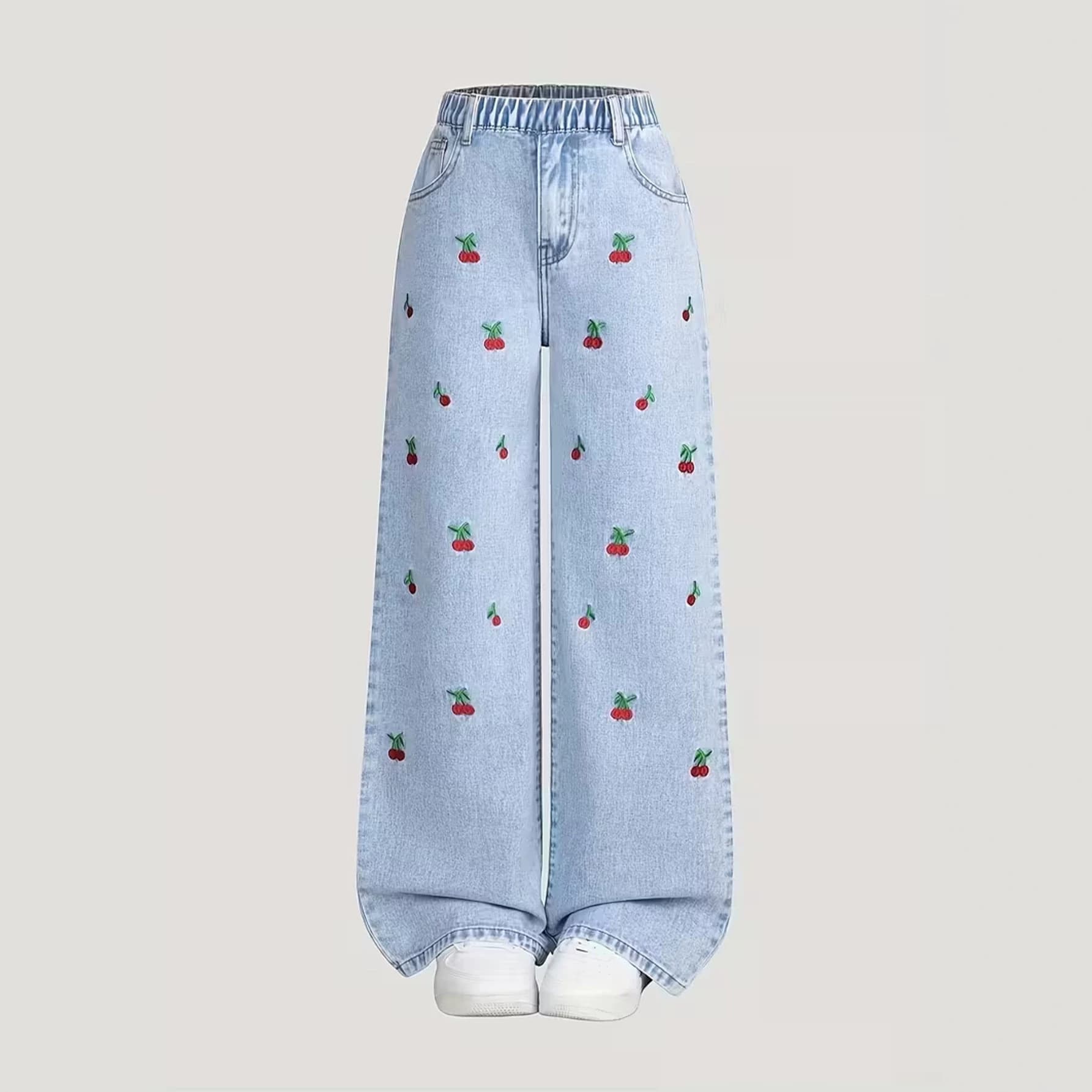 Cross-border Girls' Spring and Autumn Jeans New Arrival Older Girls Loose Casual Straight-Leg Pants Children's Stylish Versatile Wide-Leg Trousers