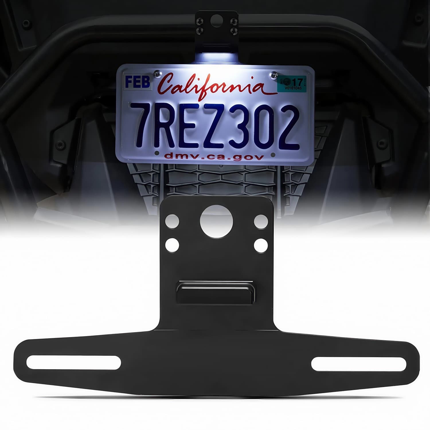 License Plate Frame with Light, Universal ATV License Plate Holder for UTV, RV, Truck, Boat, Motorcycle