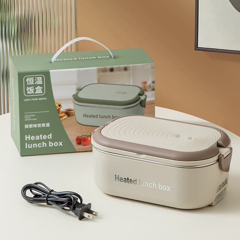 Stainless steel 304 electric lunch box with constant temperature, plug-in portable for office workers and dormitory bento box, water-free