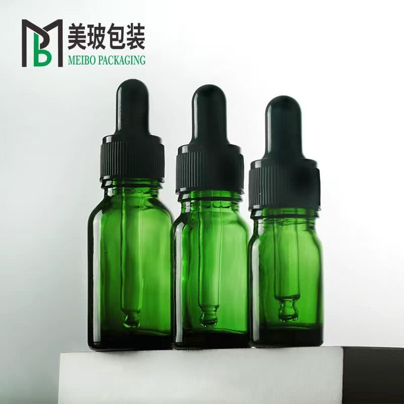 10ml Green Glass Essential Oil Bottle 15ml Light-Proof Serum Bottle 30ml Essence Refill Bottle 50ml Dropper Bottle