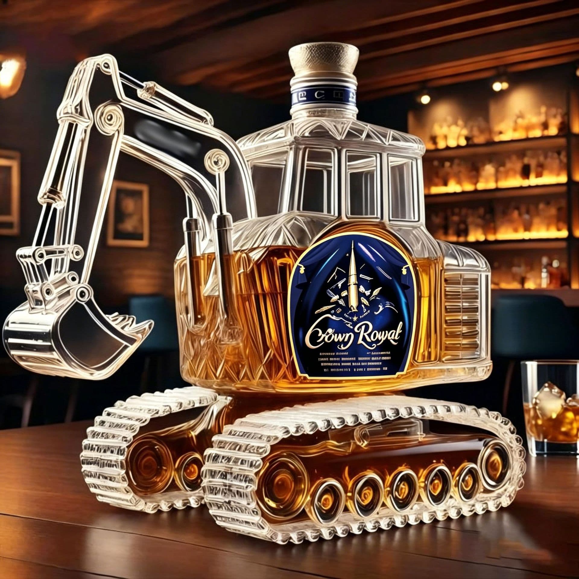New logo glass bottle, special-shaped bottle, creative bottle, interesting whiskey bottle excavator, bubble bottle