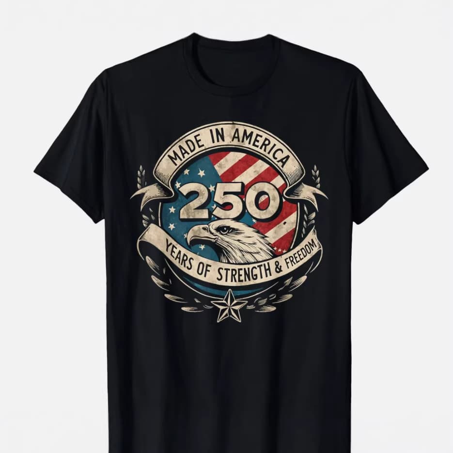 2026 European and American Cross-Border Trendy Fashion Cotton T-Shirt Unisex American 250th Anniversary Cultural Print Short Sleeve