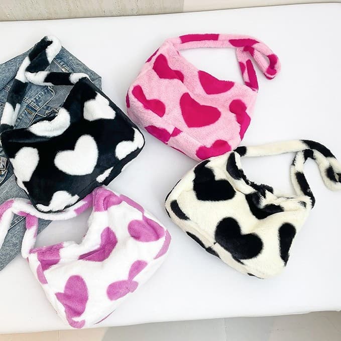 2025 New Autumn Winter Plush Bag Women's Simple Large Capacity Furry Tote Bag Soft Girl Love Shoulder Crossbody Bag