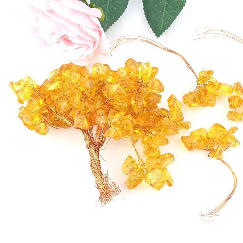 Crystal Money Tree Flower String Yellow Citrine Baked Color Money Tree Flower String DIY Crystal Tree Feng Shui Tree Wholesale