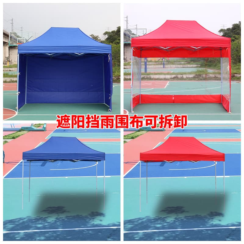 Outdoor Advertising Tent Umbrella Rain Shelter 2.3m Telescopic Canopy for Stalls, Quadrilateral Large Umbrella with Foldable Enclosure