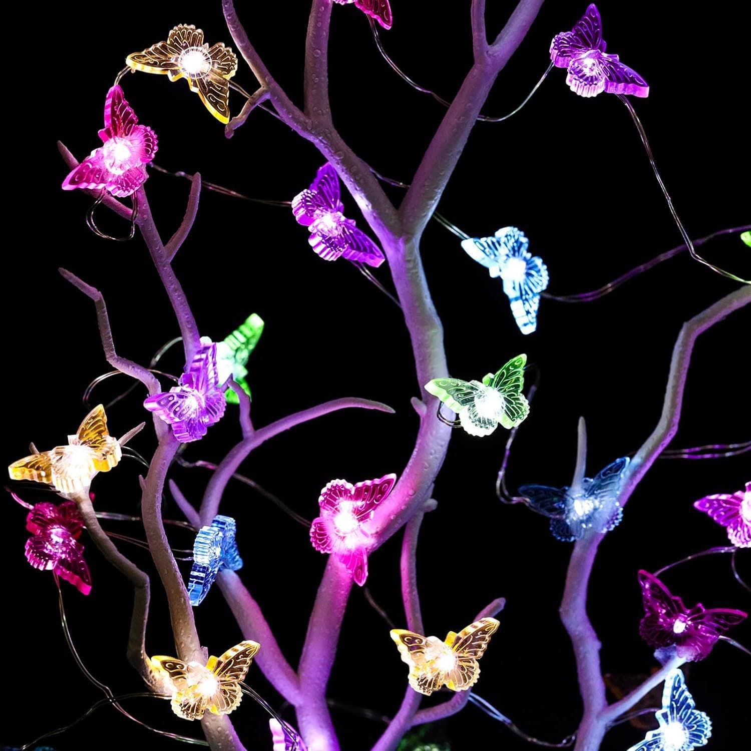 Cross-border solar copper wire light led light string outdoor waterproof camping butterfly decorative light bee ocean cherry blossom light