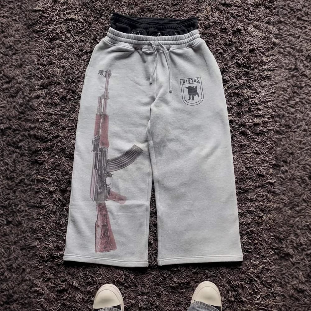 CK206009 European and American Cross-Border Double Waist Embroidery Street Style Foldable Couple Sweatpants Wholesale