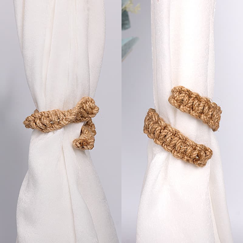 Nordic Style Curtain Tiebacks Cross-Border Wholesale Handmade Woven Cotton Linen Rope Curtain Tiebacks Twisted Flower Curtain Clips Manufacturer