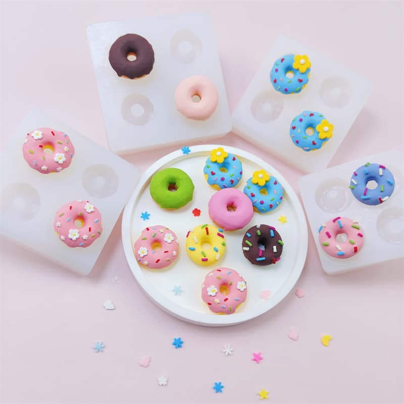 A Variety of Mini Donut Liquid Silicone Molds Chocolate Cake Decoration Molds DIY Small Nose Pinch Molds