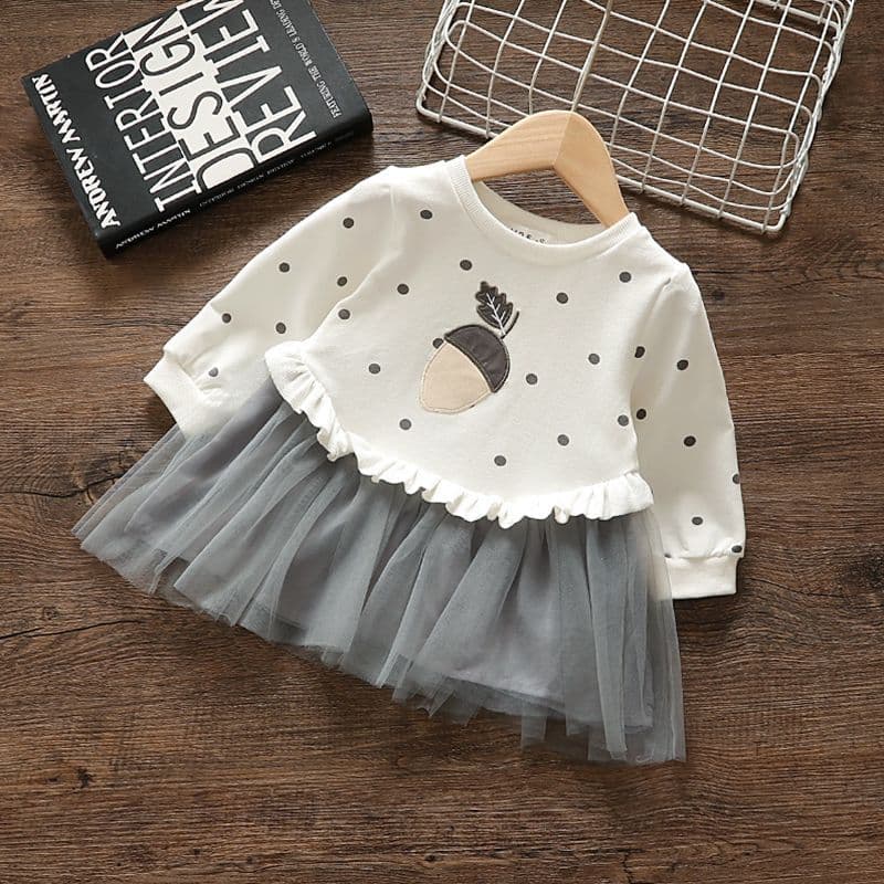 Girls Autumn Dress Long Sleeve Hoodie Dress New Fashionable Tulle Skirt Baby Princess Dress for Toddlers