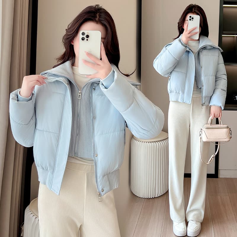 2024 Winter New Korean Style Down Cotton Jacket for Women, Loose Fit, Hooded, Short Cotton Coat, Thickened Bread Jacket