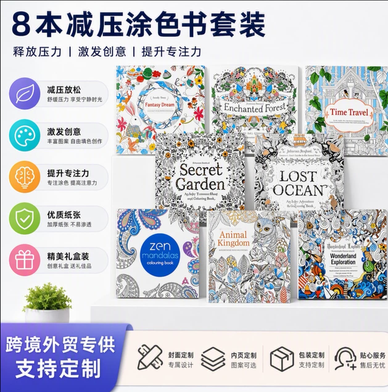 Cross-border Secret Garden coloring book for adults stress relief color-in drawing hand-painted children students doodle sketchbook wholesale