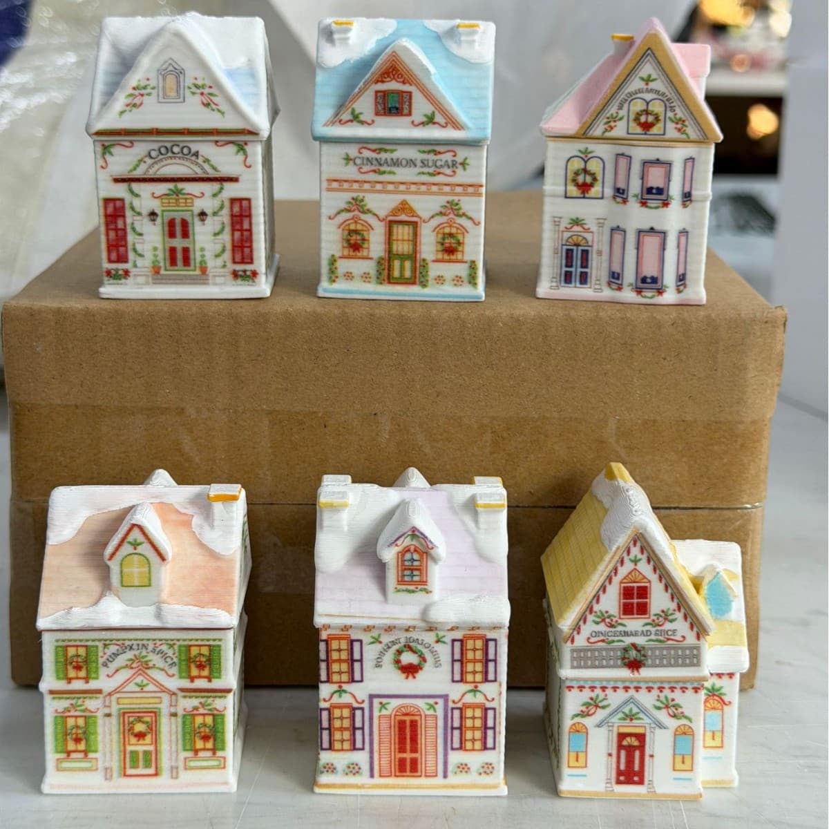 Cross-border Creative Cute Cartoon Mini House Desktop Decoration Ornament Christmas Gift Spice House Set