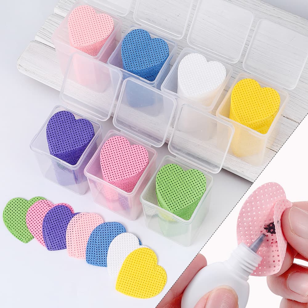 Heart-Shaped Nail Cleaning Cotton Pads, Lint-Free, Boxed, 200 Pieces, Hard, Lint-Free, No Shedding