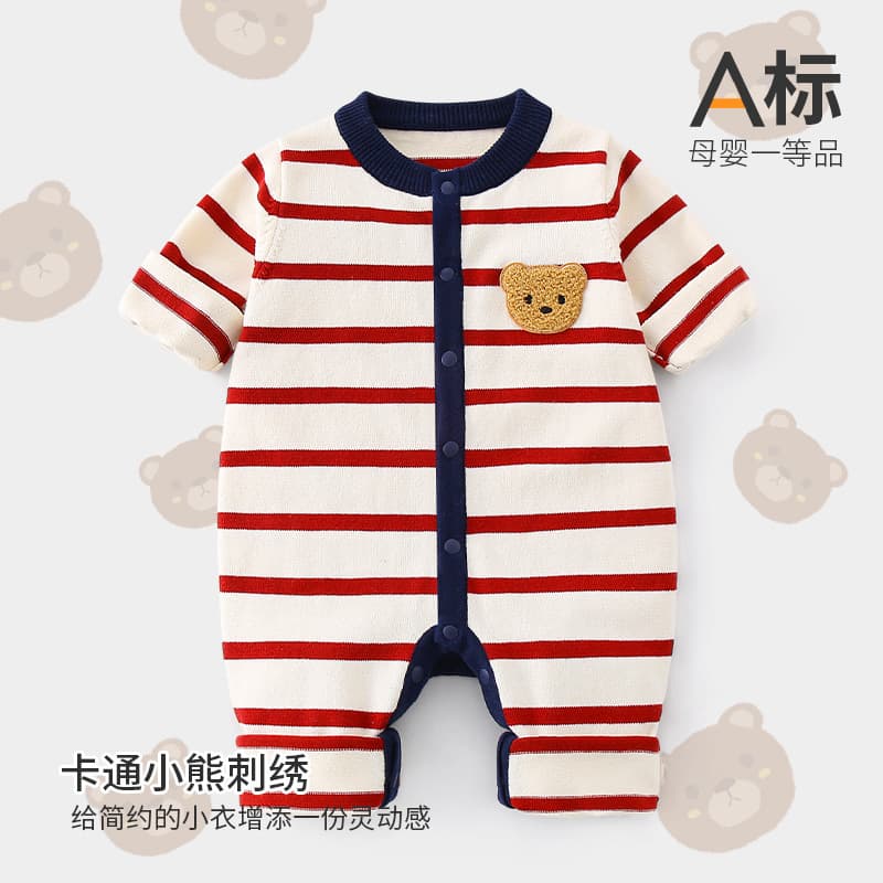 Newborn Baby Clothes Autumn Winter Infant Red Knit Bodysuit Winter Outfit Newborn A-Class 100 Days Chinese New Year Outfit