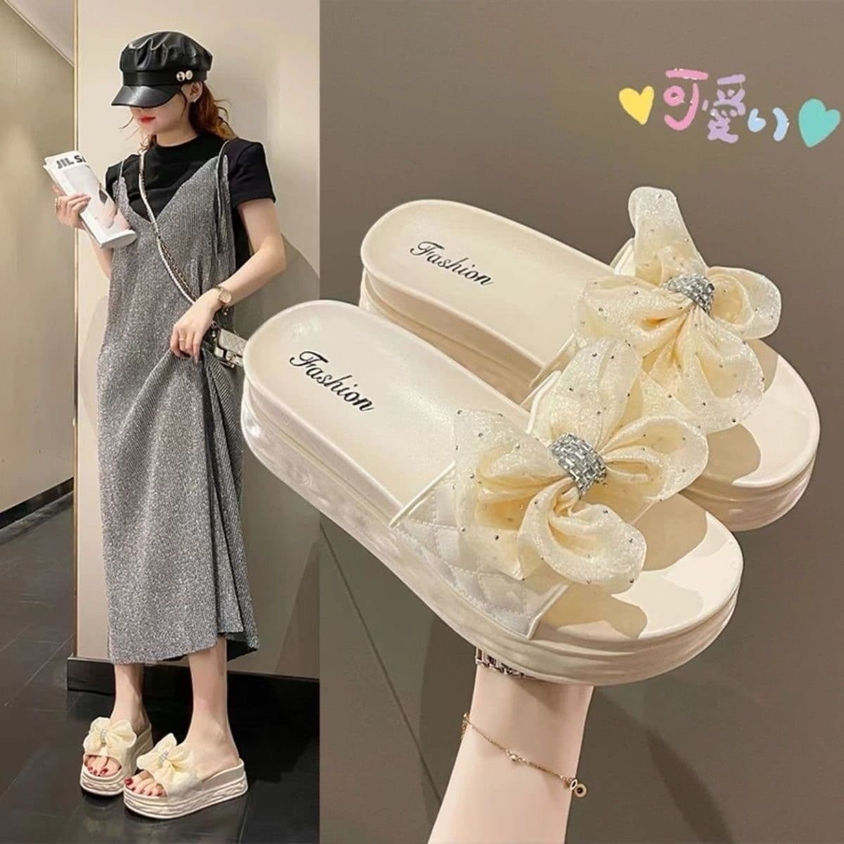Sweet Sandals for Women Summer 2026 New Outdoor Wear Fashion Versatile Wear-Resistant Thick Sole Beach Slippers for Women