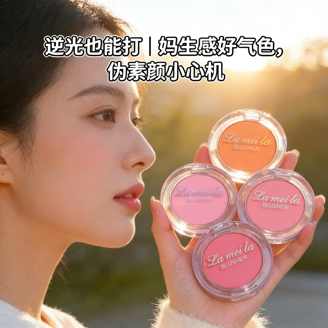 Cross-border single-color blush whitening matte brightening natural delicate vitality girly cream berry orange pink blush palette