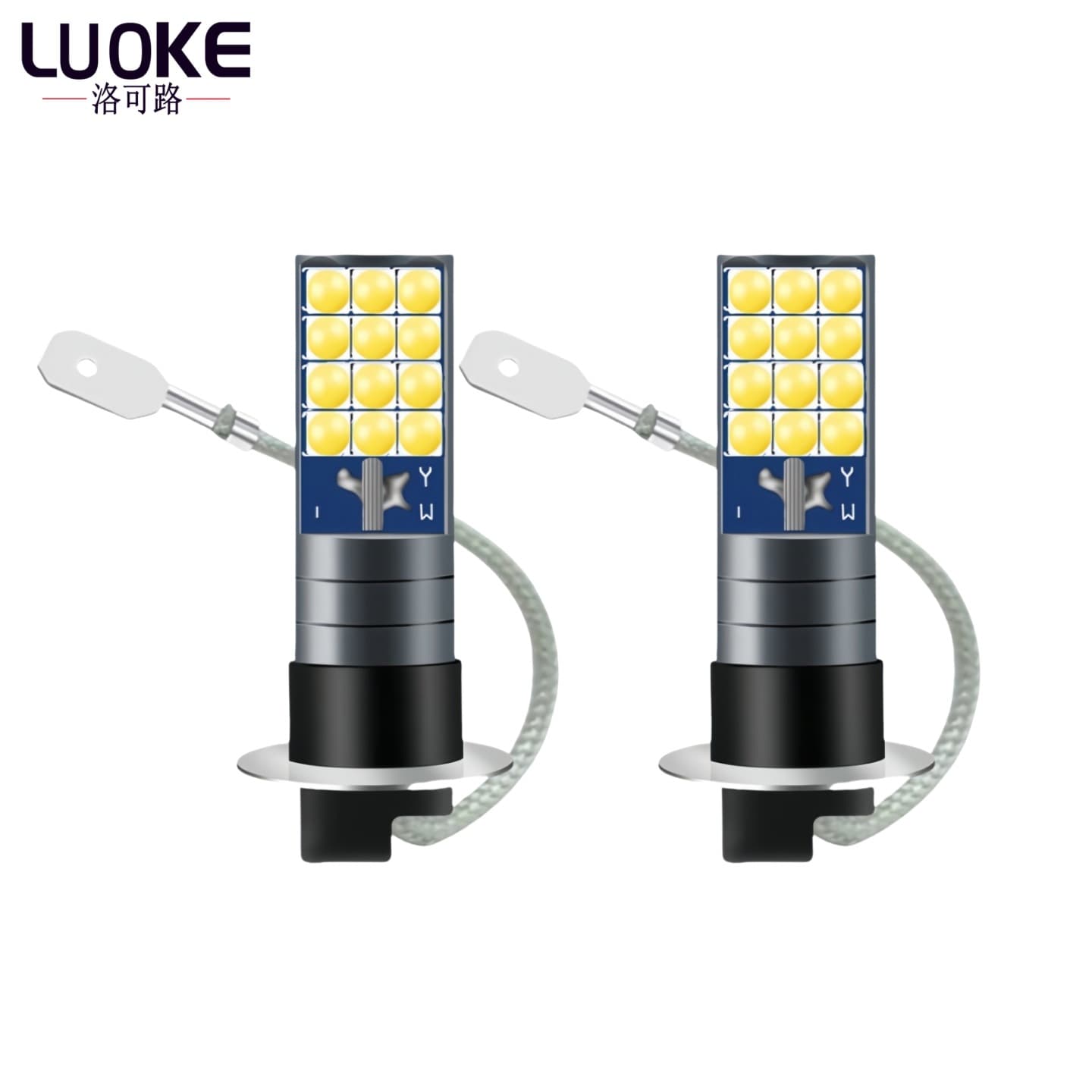 Car LED Fog Light Bulb H3 Super Bright Golden Eye 24SMD Modified 3030 Dual Color Front Fog Light No-Damage Installation