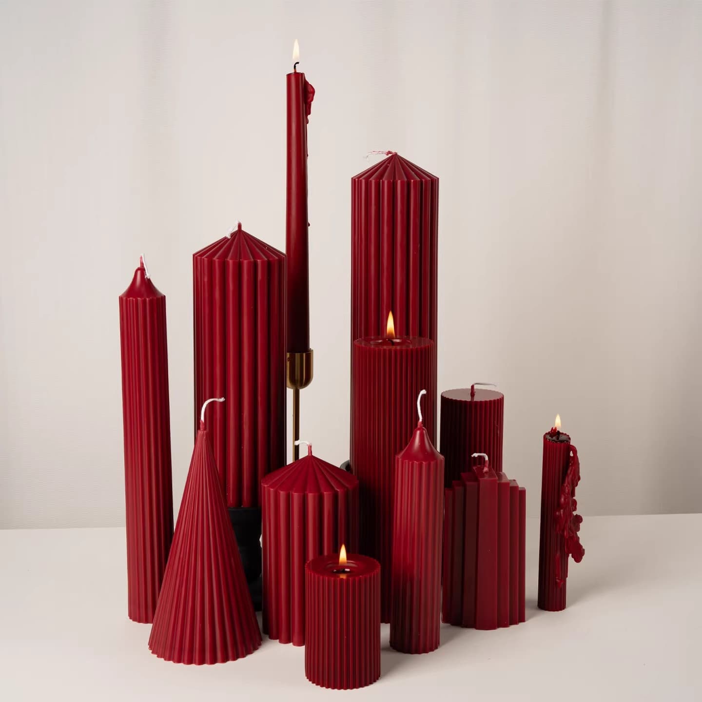 French Vintage Wine Red Long-Stem Aromatherapy Candle, Home Candle Holder, Romantic Gift for Weddings and Housewarming