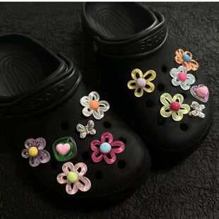 Croc DIY Accessories Jelly Color Small Flower Silver Bow Star Removable Shoe Buckle Flower Decor