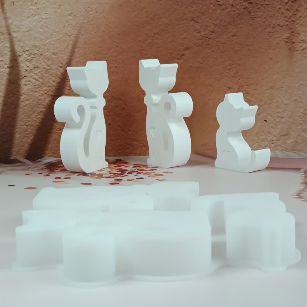 S1633 Cat family of three ornaments decoration cement plaster mold DIY silicone mold