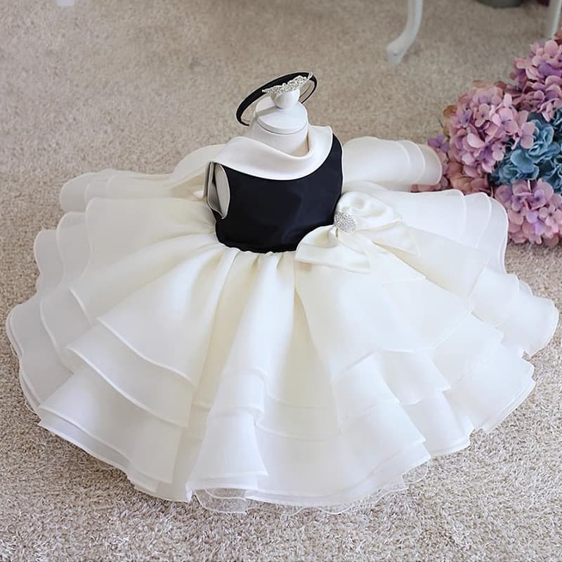 Hepburn style sleeveless girl's dress thousand-layer lotus leaf mesh tutu skirt one-year-old flower girl birthday catwalk princess dress