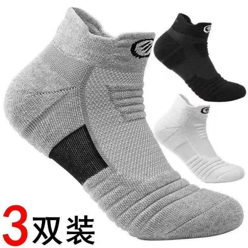 Cross-border socks, men's professional sports socks, spring and summer short socks, mesh breathable running and basketball socks, thickened towel bottom.
