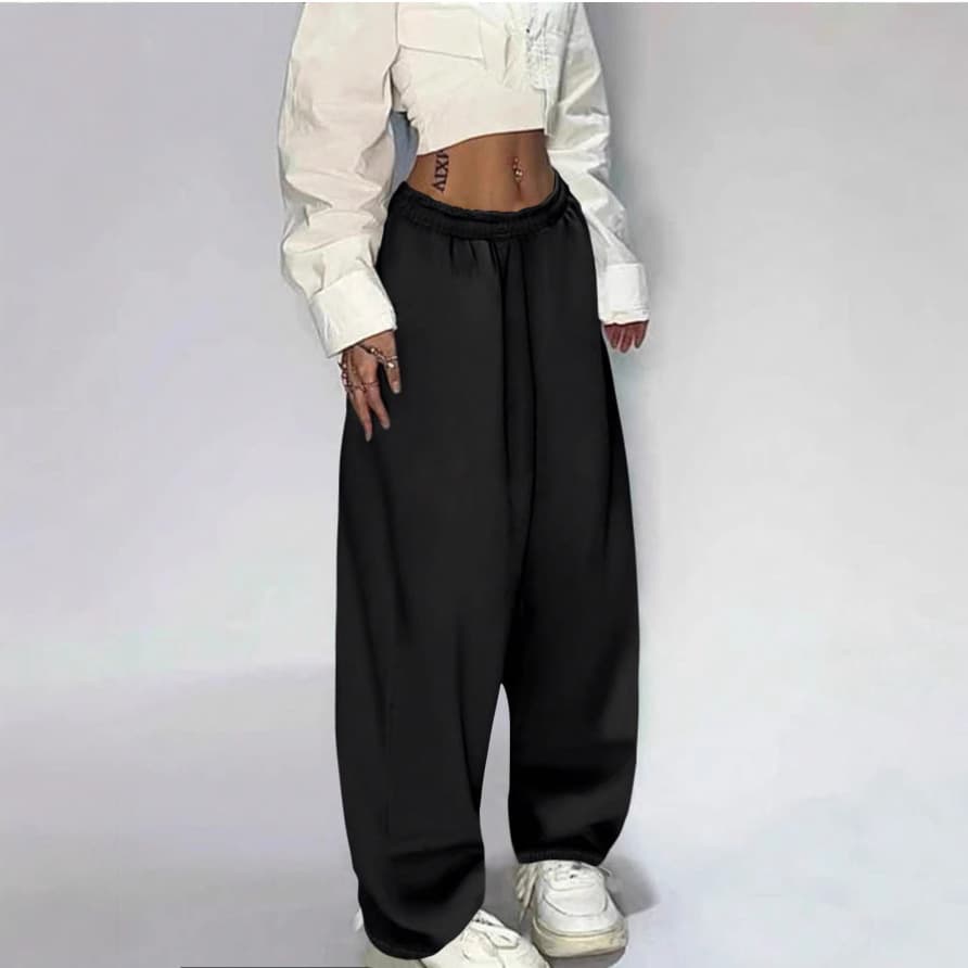 Y2K American Casual Pants Wide Leg Sport Pocket Sweatpants Women's Hip Hop Jazz Dance Loose Long Trousers Floor-Length Polyester