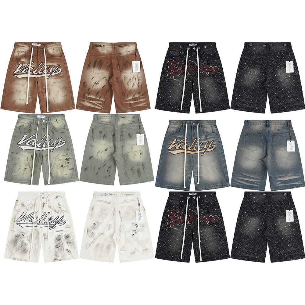 Cross-Border Foreign Trade European and American Trendy Brand Vale Classic Full-Print Rhinestone American Street Fashion Loose Unisex Jeans