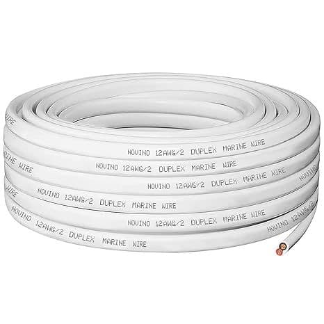 12AWG white double-core wire, high temperature resistant, corrosion resistant, wear resistant, suitable for RVs, yachts, and automobiles, OFC oxygen-free copper wire.