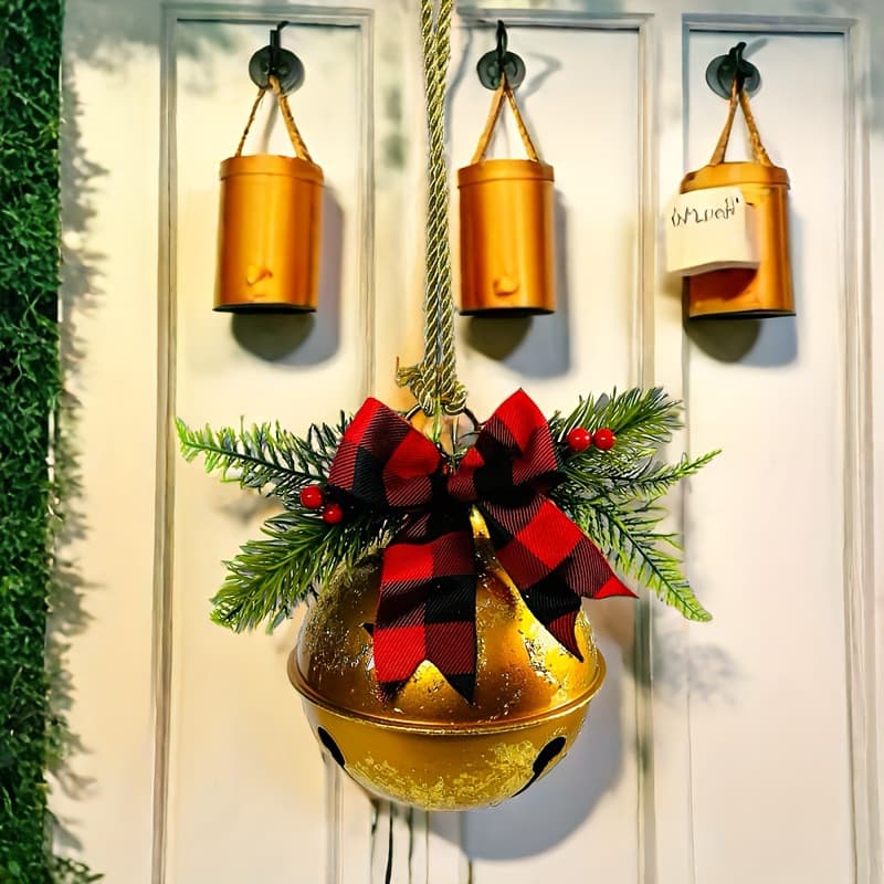Cross-border Hot Sale Christmas Decoration Retro Distressed Hemp Rope Bell Christmas Tree Hanging Large Metal Bell