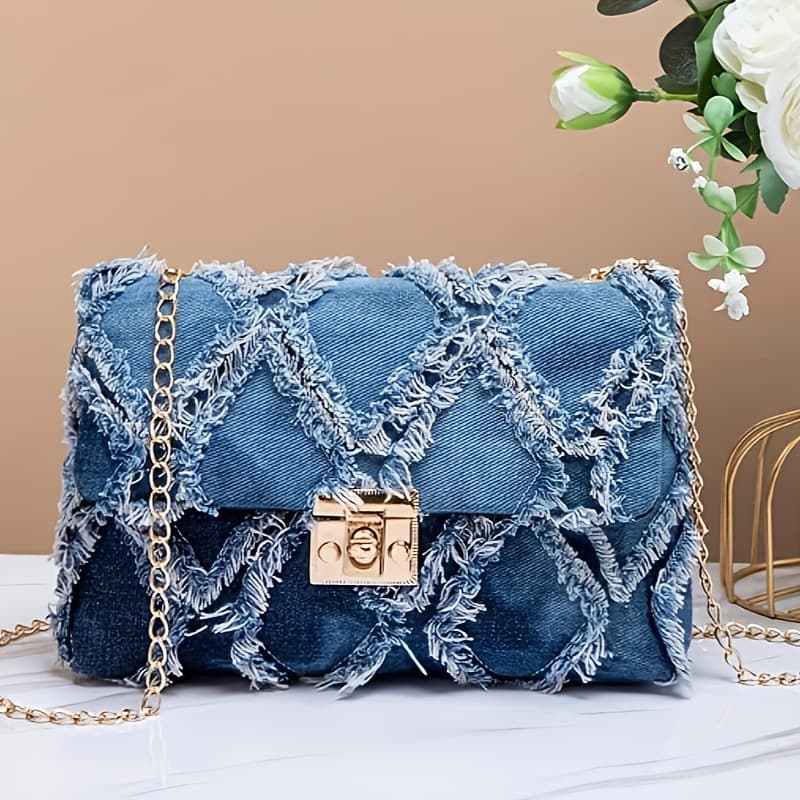 Casual crossbody bag, versatile bag, shoulder bag, denim bag, high-end women's tie-dye niche women's bag, new cross-border