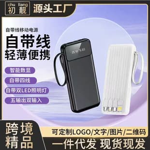 Cross-border Large Capacity Power Bank 20000mAh Fast Charging with 4 Cables Gift Mobile Power Bank Custom Print