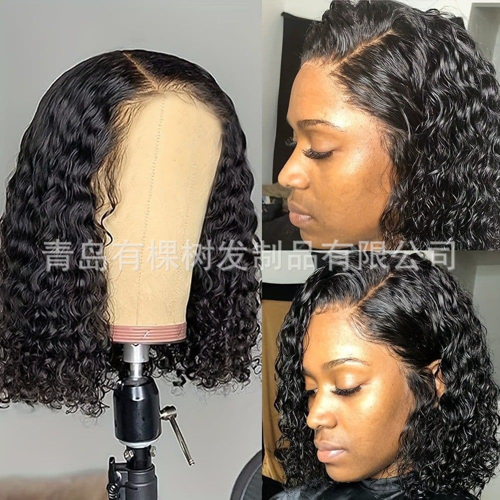 Cross-border European and American Wig 13X4 Women's Front Lace Small Curly Hair Fashion African Black Long Curly Hair Wig