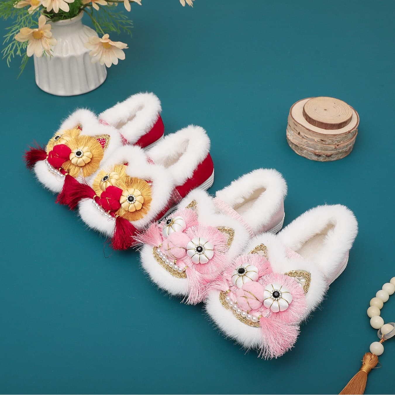 Tiger Head Shoes 2024 Autumn New Ethnic Style Handmade Tiger Head Shoes Flat Comfortable Slip-on Hanfu Shoes for Girls