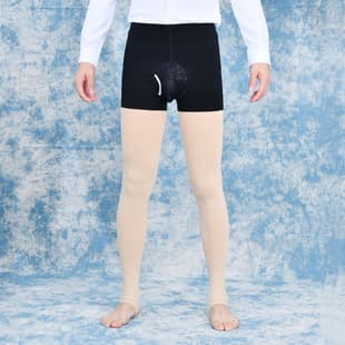 Qinghe Men's Autumn/Winter Tight Pants, Black Upper and Skin-Colored Lower, Anti-Wolf Bare Legs, Dragon Claw Fleece Thermal, Space Pod Egg-Shaped Base Layer Pants