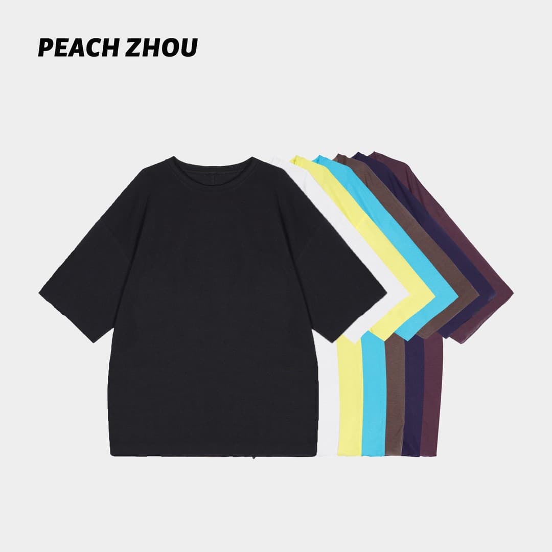 4651 # Peachzhou Xinjiang Cotton Rolled-Edge Collar Loose Round Neck Short-Sleeve Casual Solid Color Unisex Inner T-Shirt