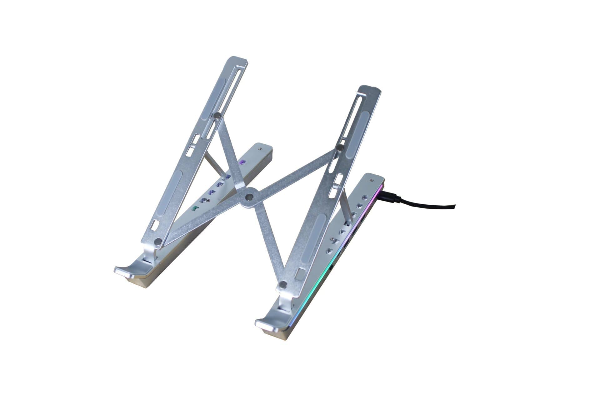 RGB Light-Up Expansion Dock Cooling Support Stand, Aluminum Alloy Computer Tray, Portable Foldable Laptop Stand