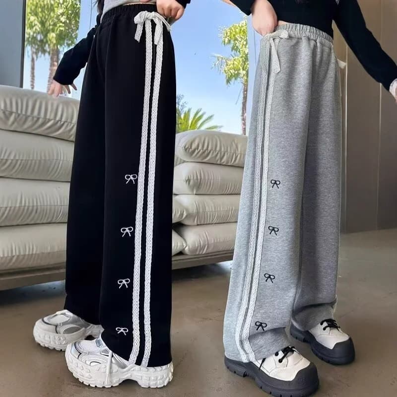 Girls' Pants New Spring/Autumn Fashionable Straight Leg Casual Loose Trousers for Teenagers and Middle School Students