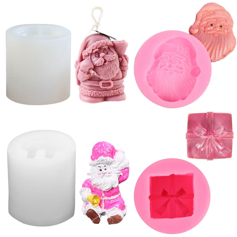 DIY Christmas Series Bearded Santa Gift Box Fondant Cake Decorating Silicone Mold Candle Mold