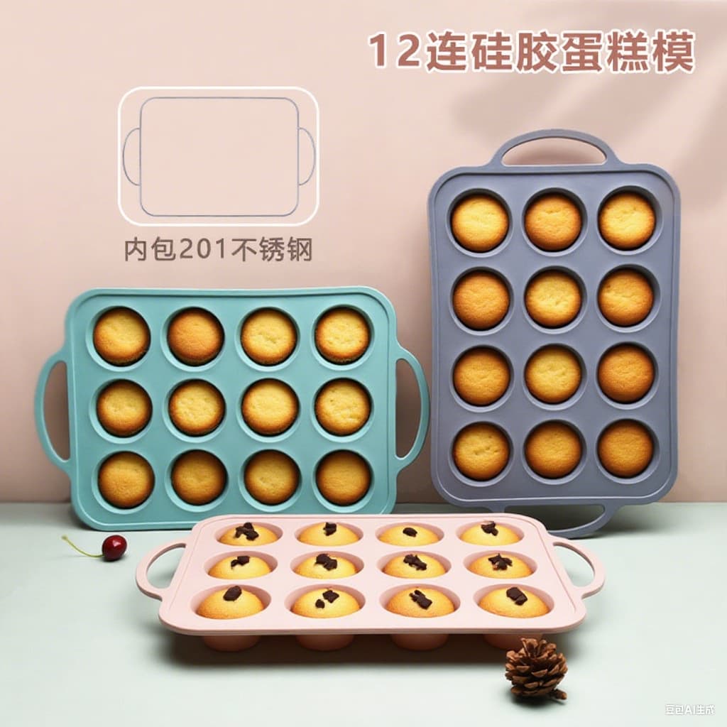 Food-grade silicone cake mold, 12-cup silicone mold, high-temperature resistant baking mold, household use, factory direct stock