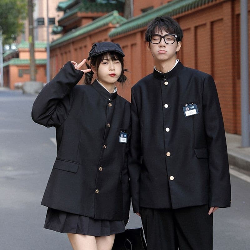 DK Uniform Couple Japanese Style Stand Collar Zhongshan Suit, Men's Casual Blazer, High School Uniform, Gakuran Suit