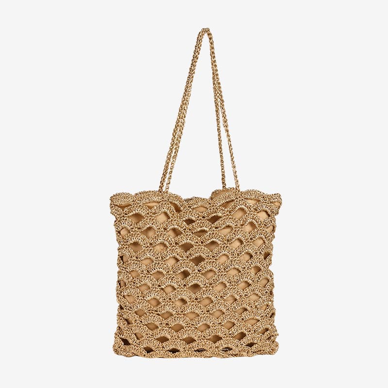 Factory Wholesale Fan-Shaped Single Shoulder Straw Woven Bag New Niche Hollow-Out Woven Bag Vacation Style Beach Bag Fashion Women's Bag