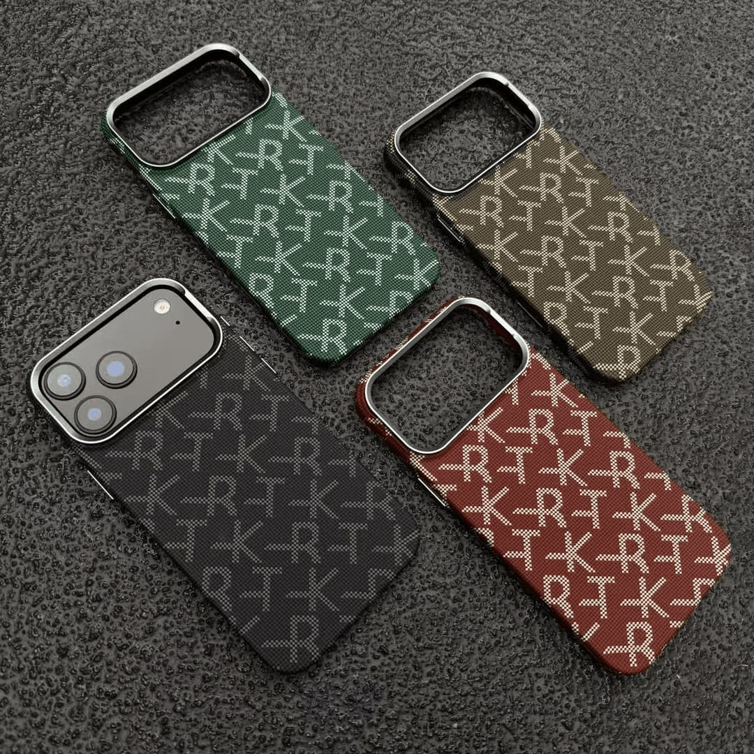 Compatible with iPhone 17 Pro Max Case Carbon Fiber Texture Water Transfer Letter Apple 16 Metal Frame PC Case