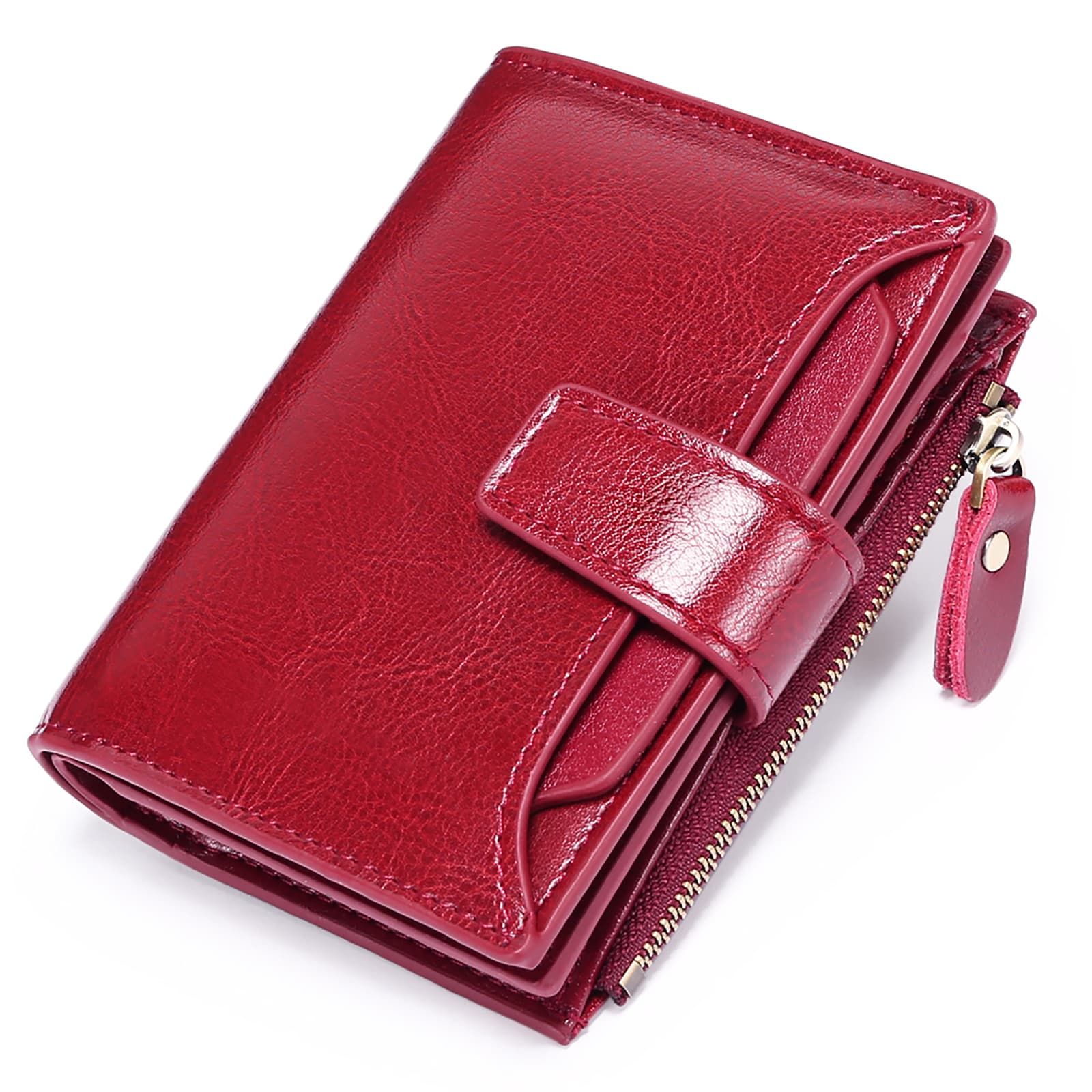 Ladies Wallet Large Capacity Long Zipper Clutch Bag Soft Leather Checkbook Cover Floral Embroidery Multi-card Holder