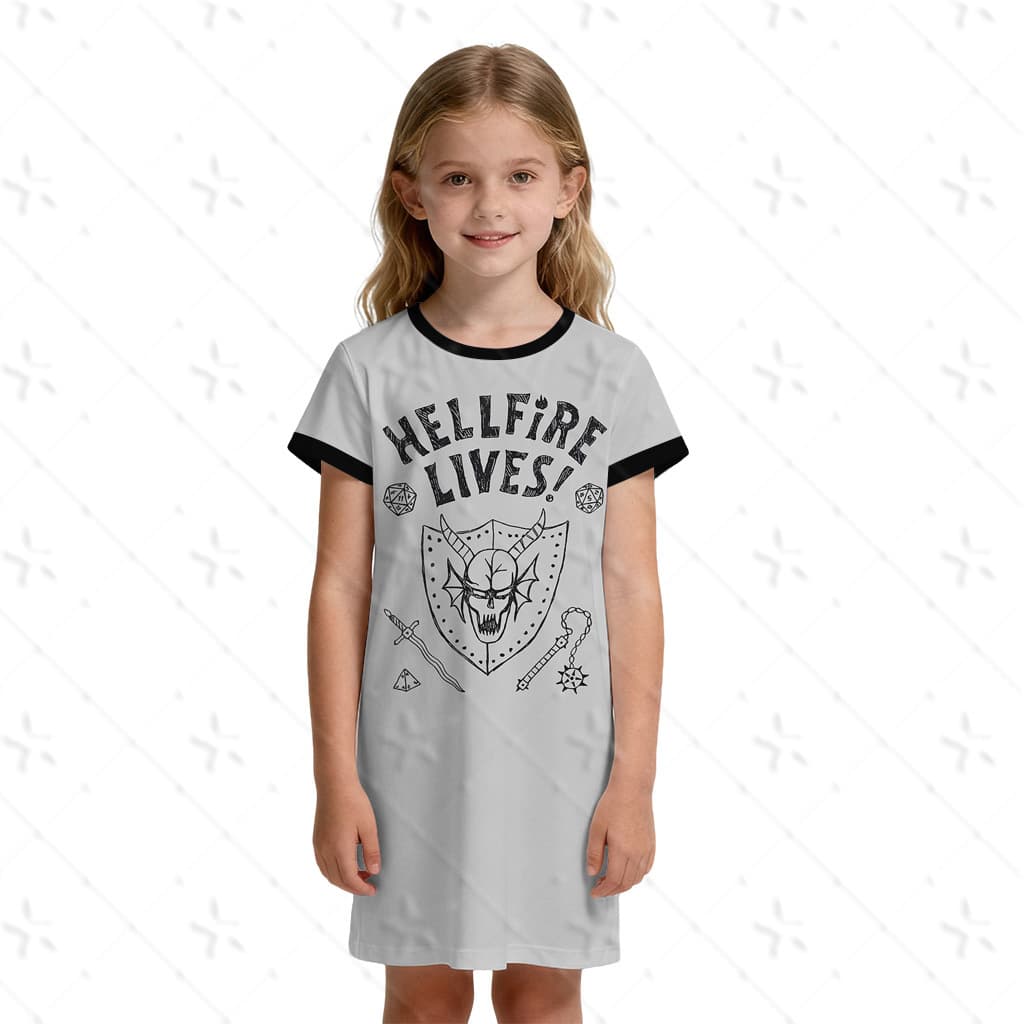 Stranger Things Hellfire Club Straight Dress Girls Nightgown Wear-Out Milk Silk Pullover T-Shirt Dress