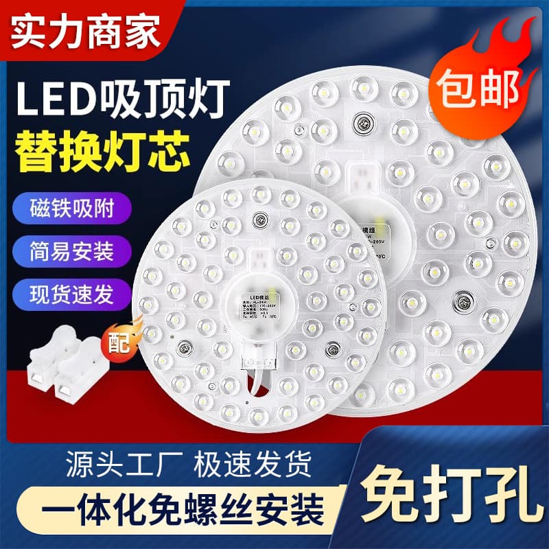 LED Ceiling Light Source Module, Replacement Core, Round Light Panel Source, Household Ceiling Light Board, Lens LED Beads